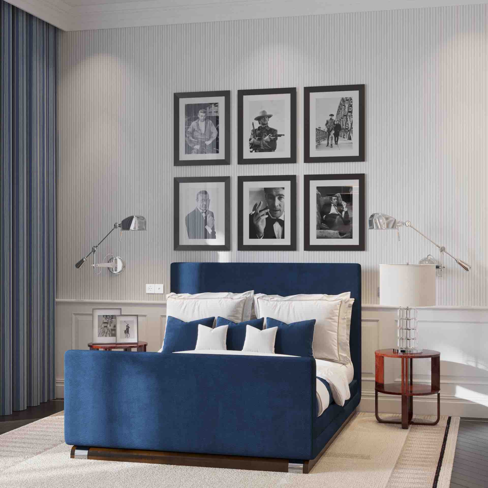 riverpark luxury apartment design and fitout ralph lauren modern american classic bedroom 01