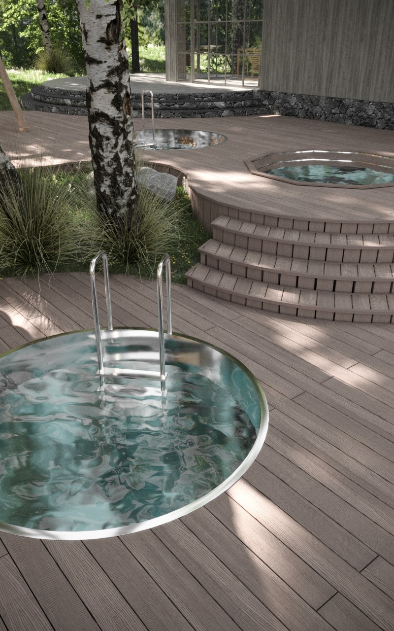 chalet alpino spa resort design and fitout bath outdoor