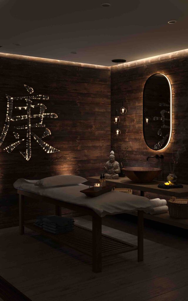 chalet alpino spa resort design and fitout massage room