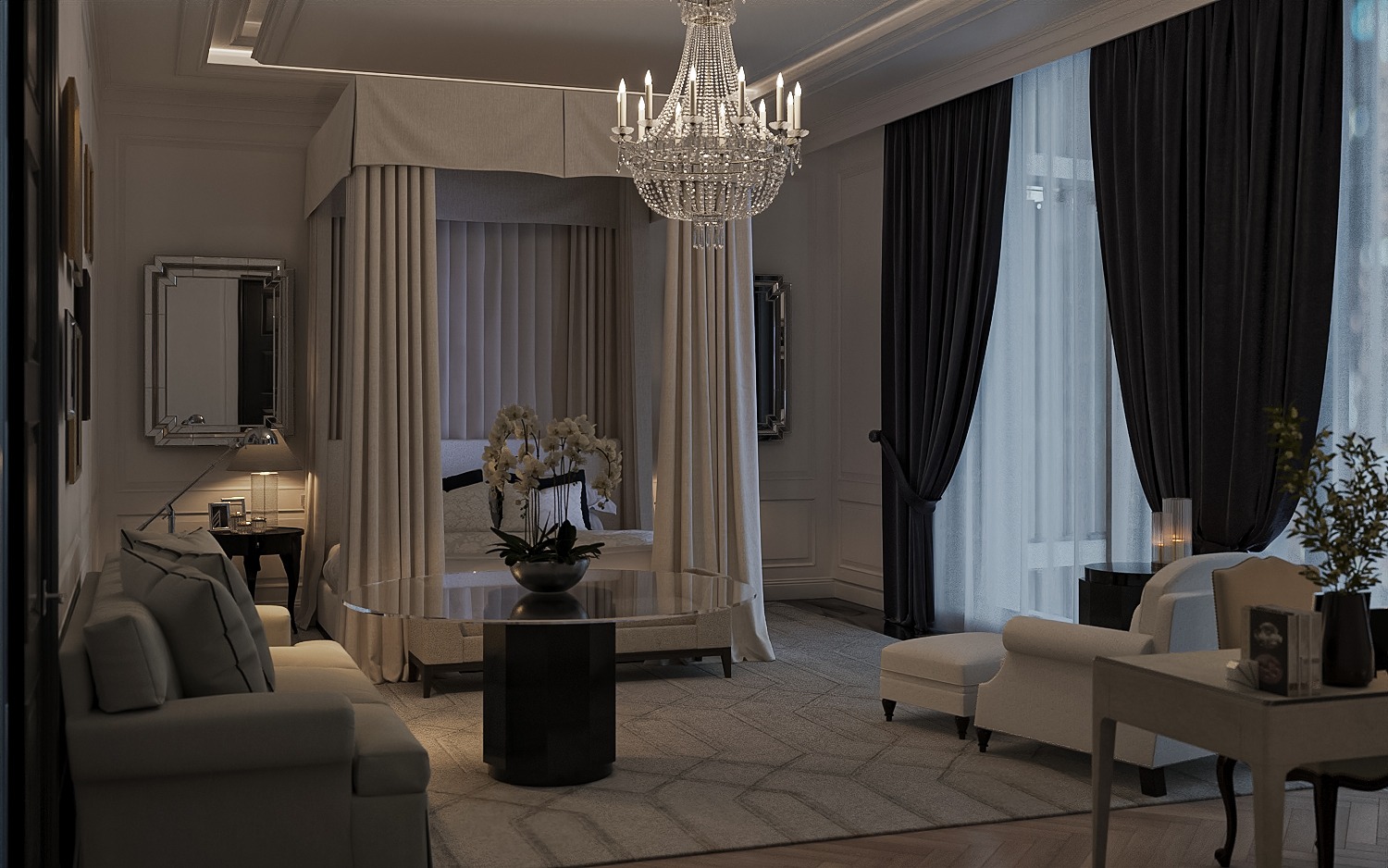 riverpark luxury apartment design and fitout ralph lauren modern american classic bedoom queen 02