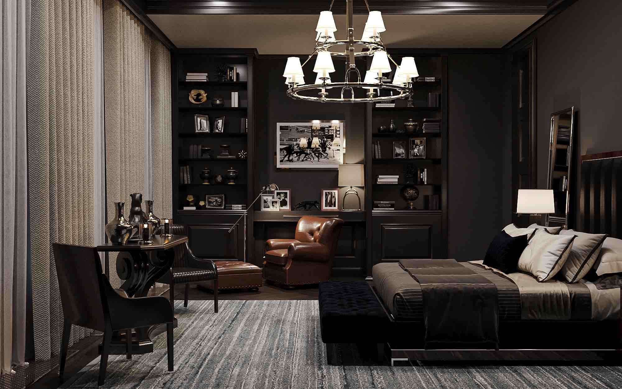 riverpark luxury apartment design and fitout ralph lauren modern american classic bedroom king 03