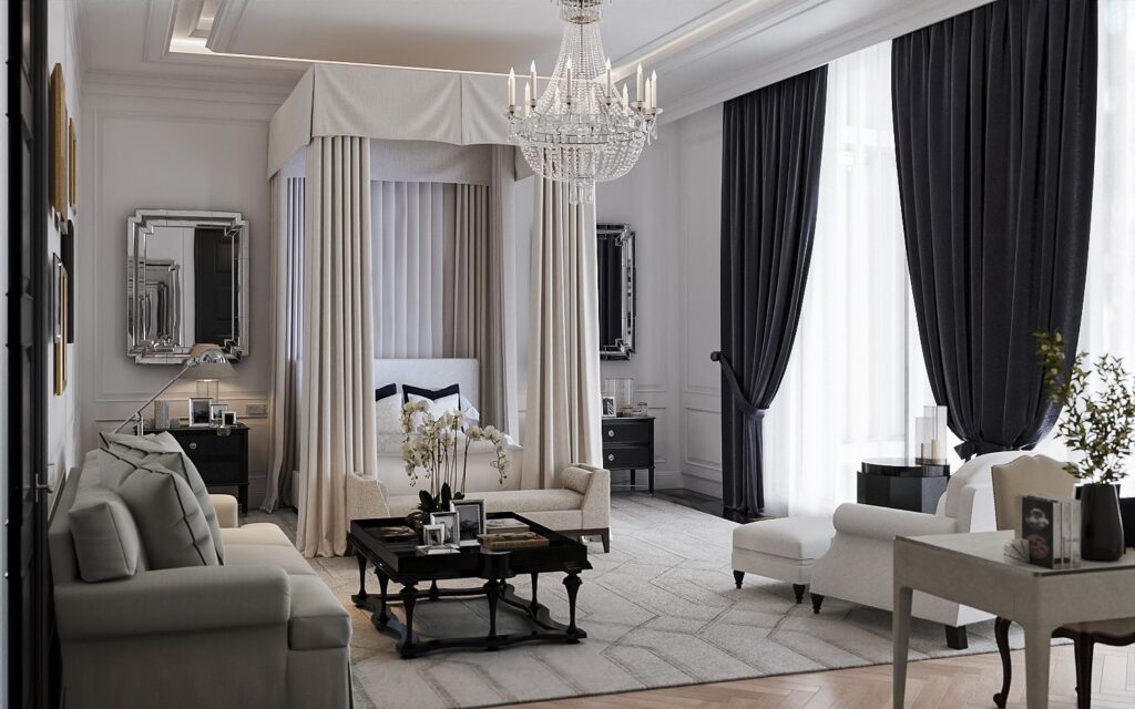 riverpark luxury apartment design and fitout ralph lauren modern american classic bedroom queen 01