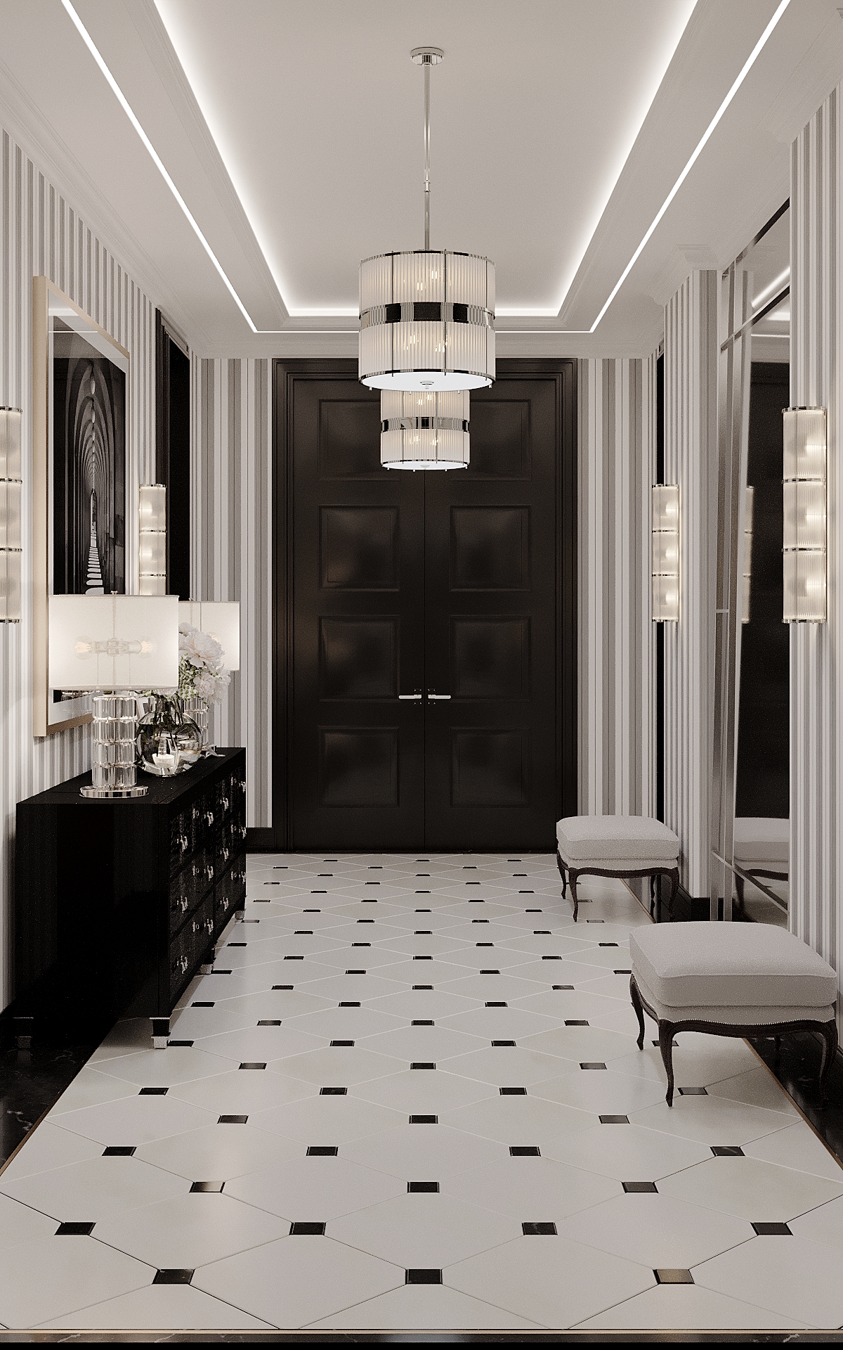 riverpark luxury apartment design and fitout ralph lauren modern american classic entrance hall 02