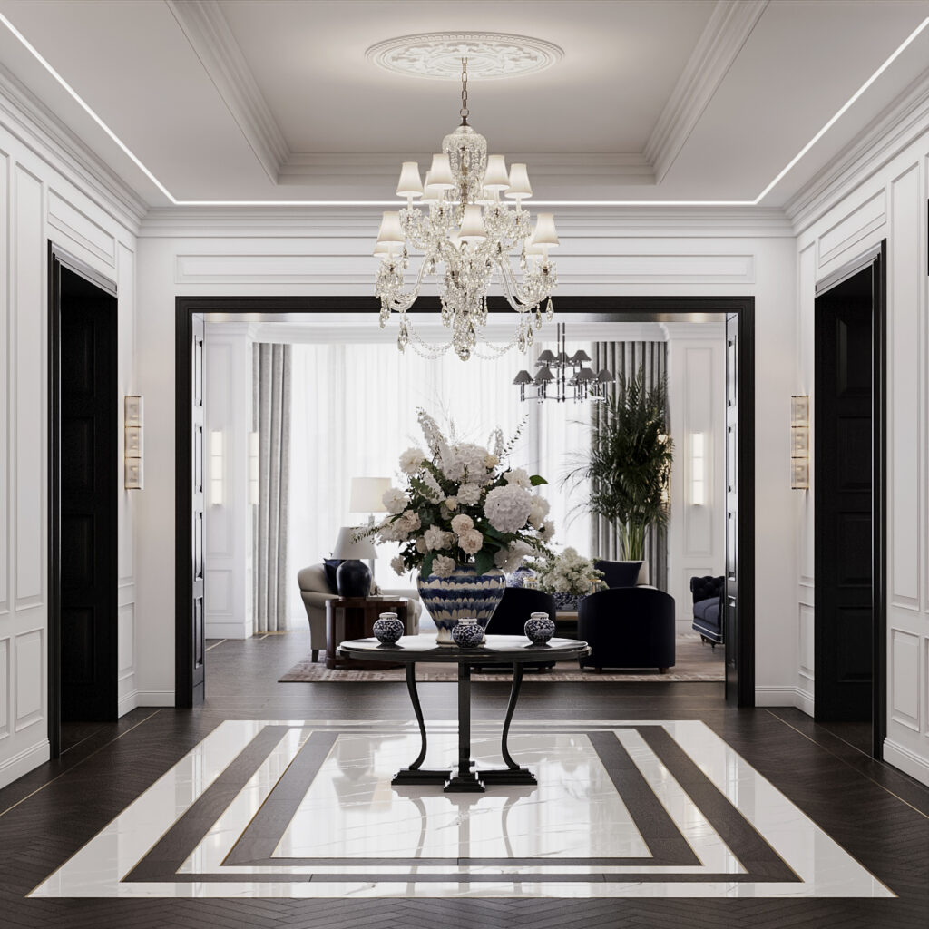 riverpark luxury apartment design and fitout ralph lauren modern american classic entrance hall 03