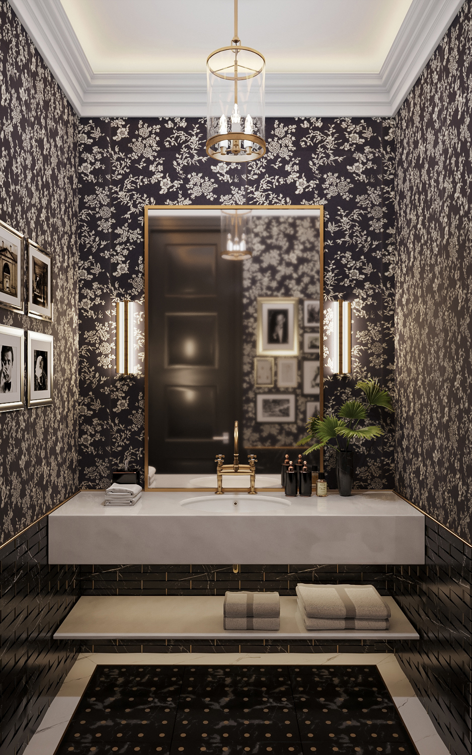 riverpark luxury apartment design and fitout ralph lauren modern american classic powder room 01