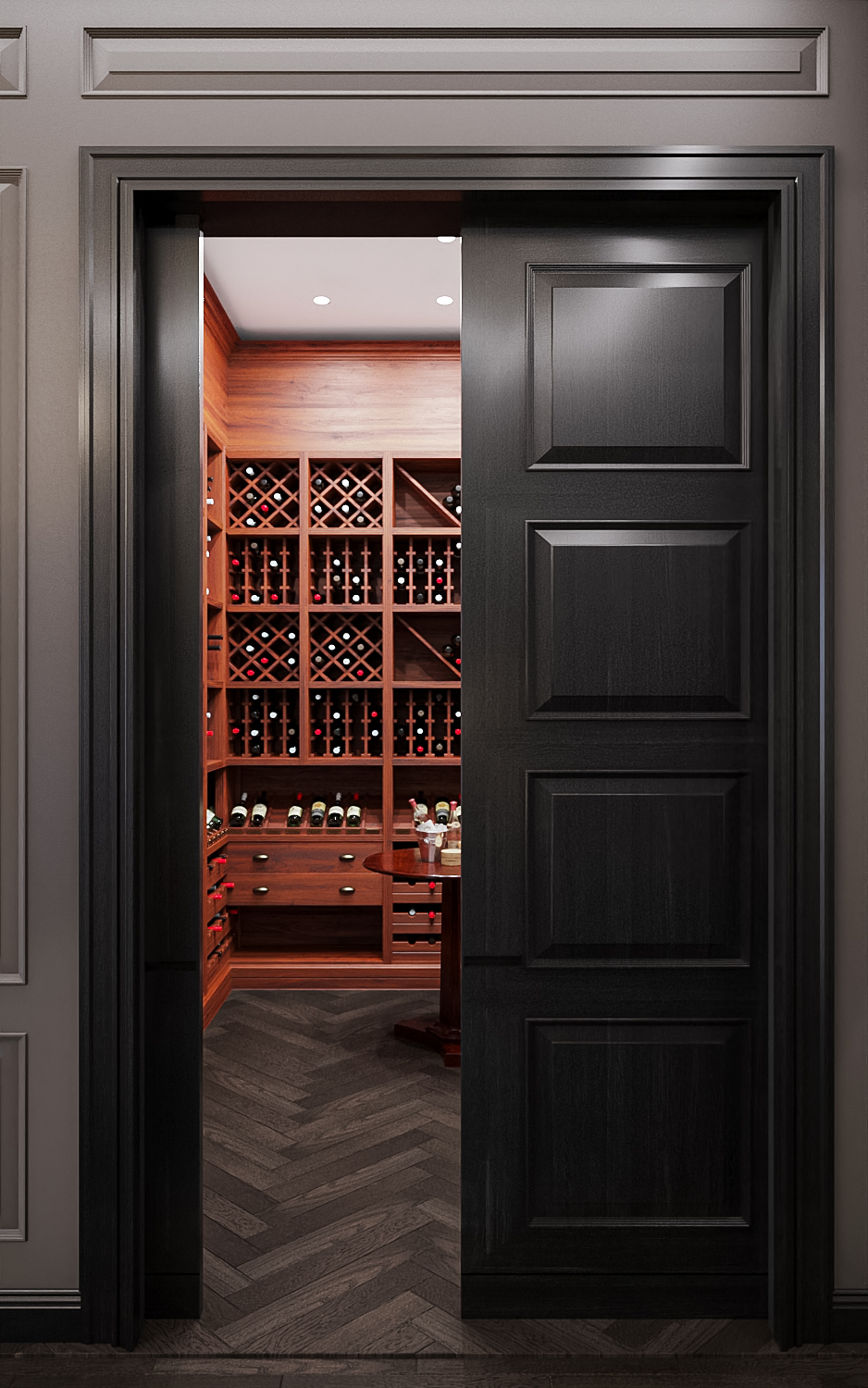 riverpark luxury apartment design and fitout ralph lauren modern american classic wine room 01